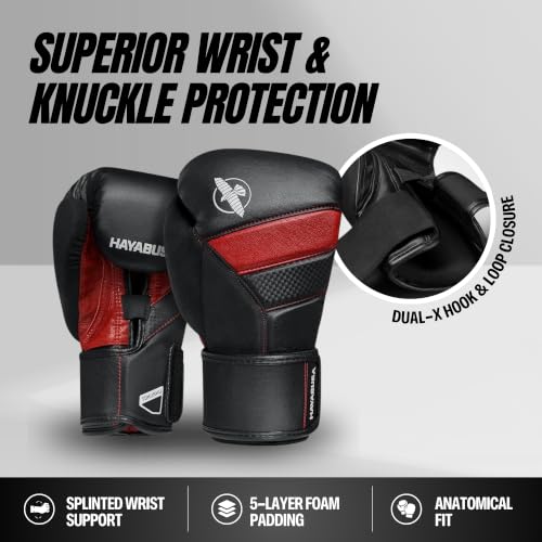 Hayabusa T3 Boxing Gloves - Sparring - color: Black/Red, size: 14oz