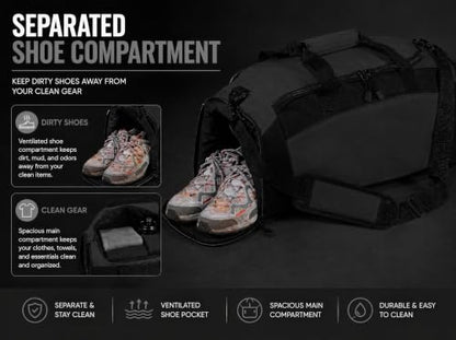 Personalized Basketball Duffel Bag with Shoe Compartment, Custom Basketball Bag with Name and Number, Basketball Travel Bag for Players, Team Sports Gear Bag - color: Black, style: Basketball