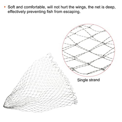 Fishing Net Replacement, Dia.19.7" PE Replacement Mesh Landing Fish Nets for Freshwater Saltwater Fishing, Gray