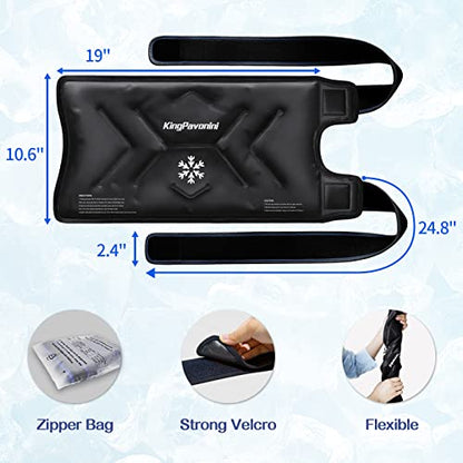 KingPavonini XXL Knee Ice Pack Wrap Around Entire Knee, 1 Pack, Black - style: Black