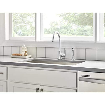 Danze D401058 Parma Single Handle Kitchen Faucet with Side Spray, Chrome - color: Chrome