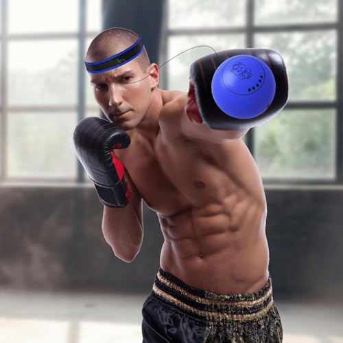 Boxing Reflex Ball Headband Multifunctional Fun Effective Hand Eye | Beginners Reflex Punching Ball Boxing Gear for Adults Enthusiasts Families Friends Amateurs Lovers Fun Sp - color: Blue ball