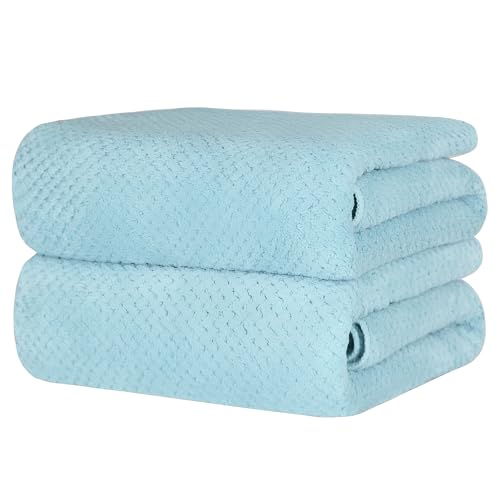 2-Pack Microfiber Bath Towels (27x54 Inches) - Ultra Soft & Quick Dry, 3X Absorbency, Lightweight for Gym, Yoga, Travel & Spa - Perfect for Home, Fitness & Post-Workout,(Bule)