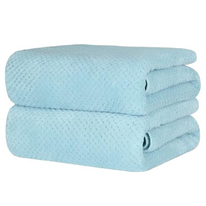2-Pack Microfiber Bath Towels (27x54 Inches) - Ultra Soft & Quick Dry, 3X Absorbency, Lightweight for Gym, Yoga, Travel & Spa - Perfect for Home, Fitness & Post-Workout,(Bule)