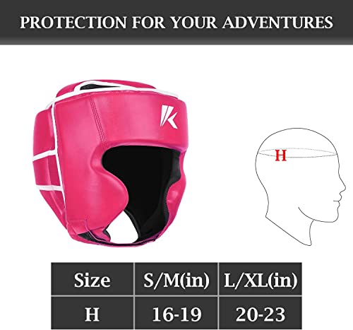 Kruzak Unisex Boxing Headgears - MMA Training, Adjustable Padded, Kara,Muay Thai Headgear, Kickboxing, Sparring, Martial Arts, Karate, Taekwondo MMA Body Equipment - color: Pink, size: Large-X-Large