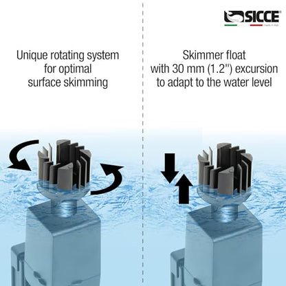 Sicce Shark MINI Aquarium Surface Skimmer 350 Plus up to 90 Gallon Aquariums | 90 GPH Flow Rate Efficient Debris Oil Film Removal Freshwater & Saltwater