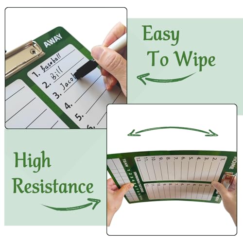 Dry Erase Coaches Clipboard， Reuse Baseball Dry Erase Coaching Board Double-Sided Baseball White Board for Coaches Writable and Erasable Coaching Board (Baseball)