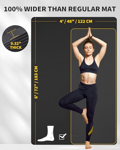 CAMBIVO 72''x48'' Large Yoga Mat, Extra Thick TPE Workout Mat - color: BLACK, size: 8mm