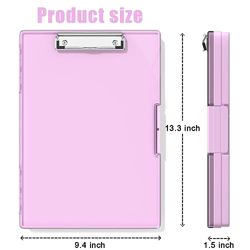 Hongri Clipboard with Storage, Pink 8.5 x 11 Clip Board, Dual Compartmen - color: Pale Pink