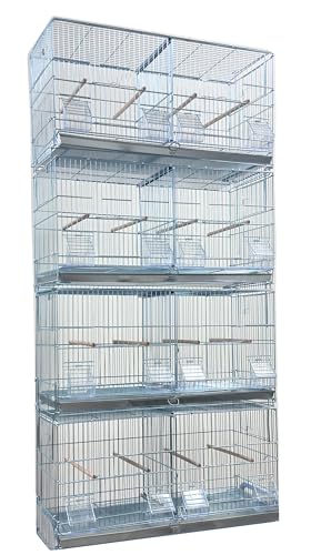 No Rust Stainless Galvanized Zinc Plated 4 of Stack and Lock Double Breeder Breeding Bird Flight Cage with Removable Divider and Breeder Doors 26.5" x 11" x 15"H
