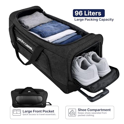 Pacific Gear Duffel Bag with Rolling Wheels - color: Black, size: 30 inch