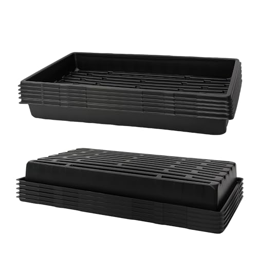 RooTrimmer 10 Pack 1020 Trays, Extra Thick Heavy Duty Seed Starting Trays - No Holes, No Leak, Reusable Propagation Flats for Microgreens, Seedlings, Plant Germination, Fodder and Transplant - size: 1020 - 10 Pack Without Holes
