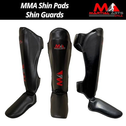 Muay Thai Shin Guards, Shin Pad for Martial Arts, Kick Boxing Leg Instep Protection Pads for Sparring, MMA Kickboxing Taekwondo Professional Training Equipment Gear - size: Medium