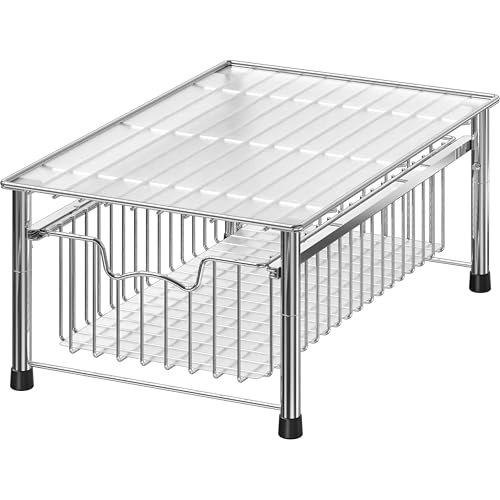 Simple Houseware Stackable Basket Drawer, Chrome - color: Chrome, size: 1-tier