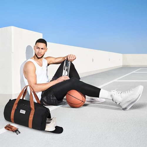 BESMART Gym Bags for Men with Side Pocket,38L Large Sports Gym Duffle Bag | Adjustable Strap&Shoe Compartment, Waterproof, Spacious, Wet Pocket, Durable Duffel Bag for Gym,Travel, Fitness,Black/Brown - color: Black-brown