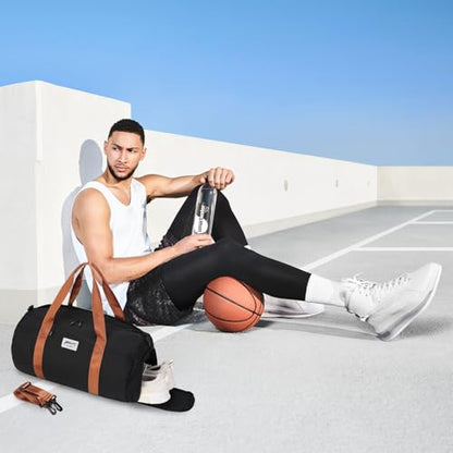 BESMART Gym Bags for Men with Side Pocket,38L Large Sports Gym Duffle Bag | Adjustable Strap&Shoe Compartment, Waterproof, Spacious, Wet Pocket, Durable Duffel Bag for Gym,Travel, Fitness,Black/Brown - color: Black-brown