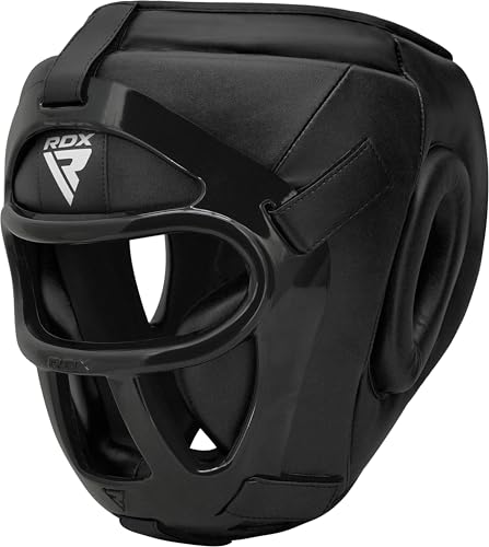 RDX Boxing Headgear MMA Muay Thai, Removable Face Grill, Head Gear for Sparring Grappling Martial Arts Kickboxing Taekwondo Karate BJJ Training - color: Black, size: Medium