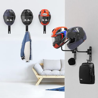 Helmet Hanger Wall Mount 180° Swivel Helmet Holder for Motorcycle Bike Racing Outerwear Sports Gear - color: Black-3