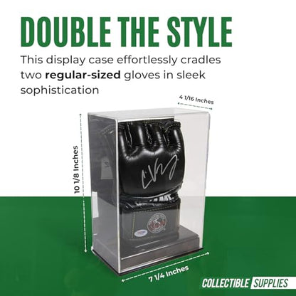 Deluxe Single MMA Fight UFC Glove Display Case with Mirrored Back & Solid Base Stand | Display for Gloves with UV Protection Safe top | Made of Crystal Clear Acrylic