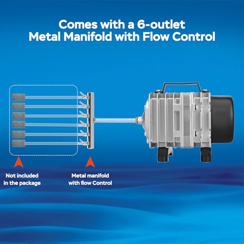 AquaMiracle Aquarium Air Pump Commercial Air Pump with Aluminum Housing, 600/1000/1200/1750GPH Fish Tank Bubbler Pond Aerator for Aquariums, Ponds, Hydroponics - style: 18W-600GPH