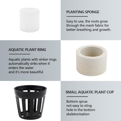 Aquatic Plants Fixed Set 10pcs Aquarium Plant Weights Pot and 10pcs Planting Cup with 10pcs Fixing Cottons Aquarium Accessories (30)