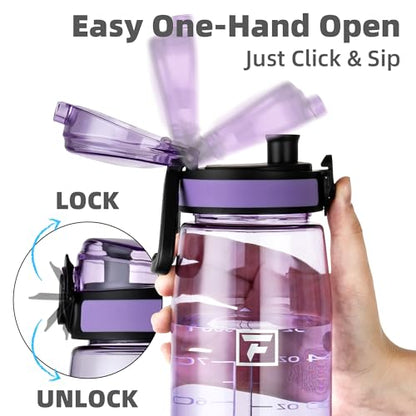 Fanhaw 32 oz Clear Plastic Water Bottle, Chug Lid, Amethyst - color: Amethyst