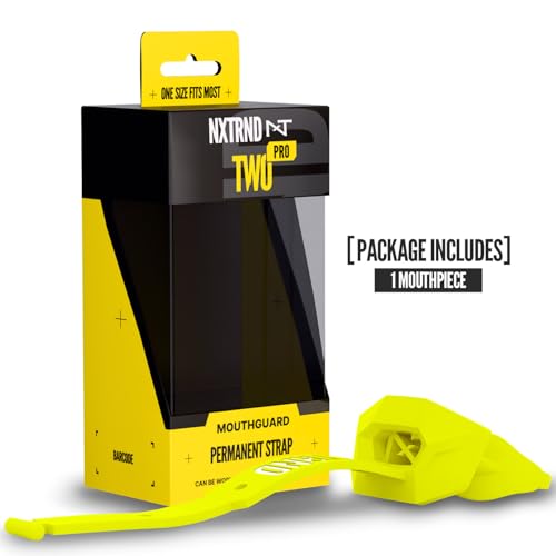 Nxtrnd Two Pro Football Mouth Guard, Permanent Strap, Fits Adult & Youth (Neon Yellow) - color: Neon Yellow Pro