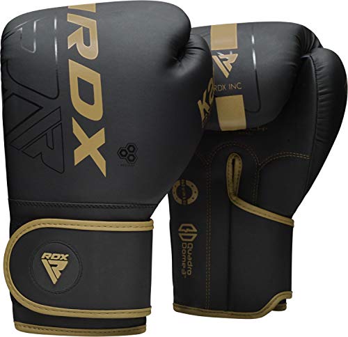 RDX Boxing Gloves, Pro Training Sparring, Maya Hide Leather, Muay Thai MMA Kickboxing, Men Women Adult, Heavy Punching Bag Focus Mitts Pads Workout, Ventilated Palm, Multi Layered, 8 10 12 14 16 18 Oz - color: GOLDEN, size: 10 OZ