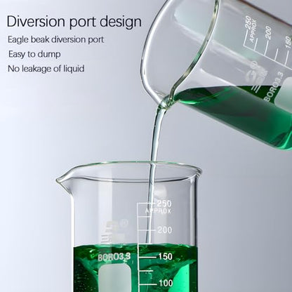 TISMART Glass Beaker with Handle, 1PCS Measuring Cup, BORO 3.3 Corrosion-resistant, for Anti-oxidation, Heat for Lab, Teaching, Craft, Cooking, DIY, Liquid, Science (500ml/16.91oz)
