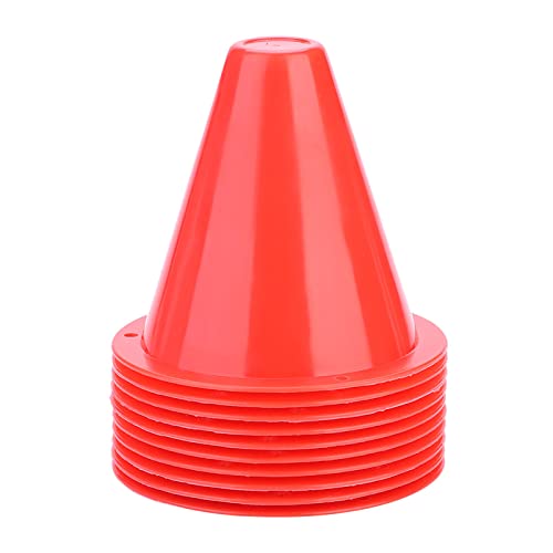 10pcs Football Cones Soccer Training Discs Football Marker Poles Flat Square Bottom Stackable for Soccer Training - color: Red