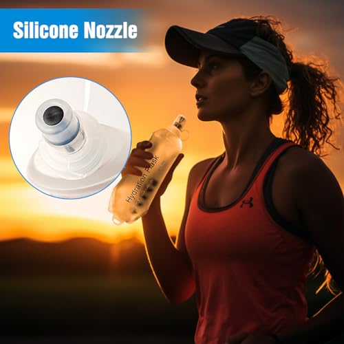 AXEN Soft Flask TPU Foldable Running Hydration Flask, Soft Collapsible Water Bottle for Hydration Pack Cycling Marathon Running Hiking - color: Clear Pack of 2-500ml