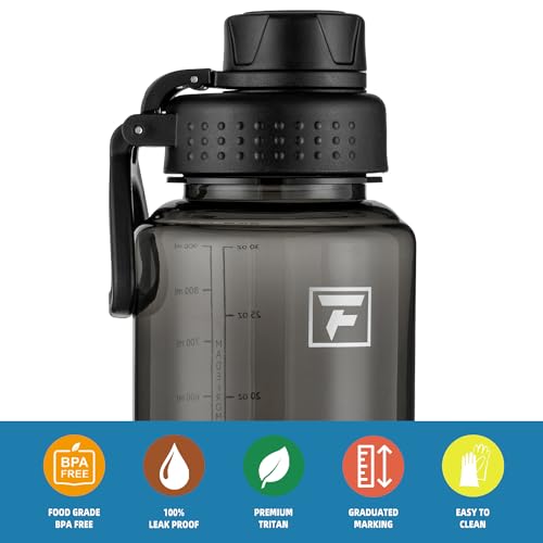 Fanhaw 32 oz Clear BPA-Free Tritan Water Bottle with Fast-Flow Spout Lid, BPA-Free & Leak-Proof Wide-Mouth Reusable Bottle for Gym, School & Office, Back to School Essentials (Black) - color: Black, style: 1 Pack