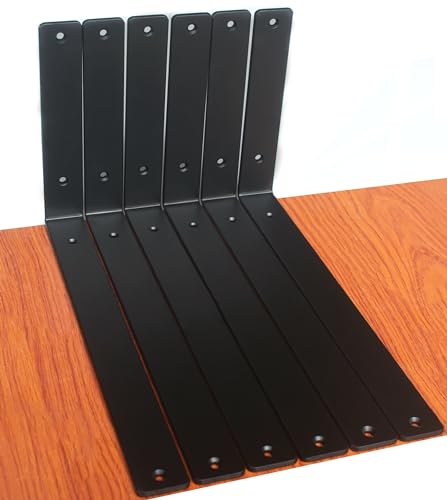 6 Pack - L 14" x H 8" x W1.5, 5mm Thick Black L Shelf Bracket, Iron Shelf Brackets, Metal Shelf Brackets, Floating Shelf, Shelf Supports with Screws - size: 14''x8'', style: Black 6 Pack
