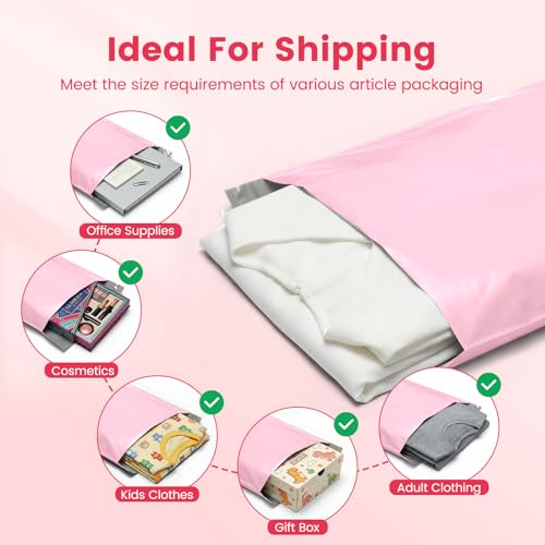 Metronic Poly Mailers 10X13 1000 Pack Bulk, Heavy Duty Self-Seal Shipping Bags for Clothing, Waterproof Medium Poly Packaging Bags for Clothing & Small Business, Light Pink - size: 10X13 1000PC