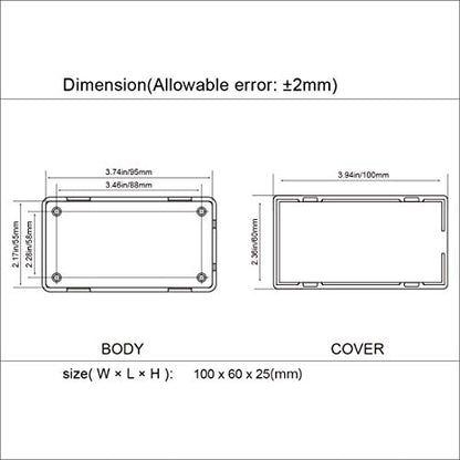 5Pcs ABS Plastic Electrical Project Case Power Junction Box, Project Box Black 3.9 x 2.4 x 1.0 inch (100 x 60 x 25 mm) - size: 3.9" x 2.4" x 1.0"(5pc)
