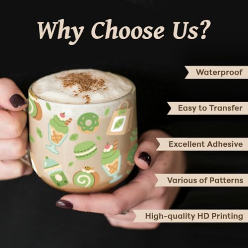 Peacoblue UV DTF Cup Wraps Transfer Stickers Picnic Fruits and Flowers Pattern, 10 Sheets Waterproof Custom Vinyl Transfer Sticker 16oz Coffee Glass Cup Tumbler Bottle Mug Decals for Men Women