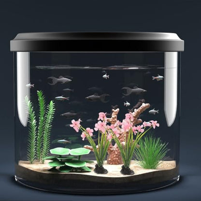 Didiseaon 2 Pcs Fish Tank Plants, Artificial Aquarium Flower Decor, Plastic Desktop Fake Plant Accessories for Betta Turtle Enclosure