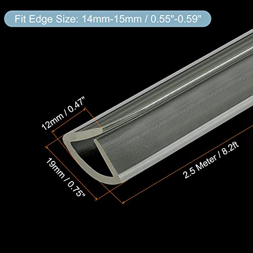 uxcell U Channel Edge Trim, 8.2ft Length Soft Rubber Guard Seal Strip Edge Protector Fit for 14-15mm Edge, (15/32" W x 3/4" H) Clear - size: 15/32"x 3/4"x 8.2ft