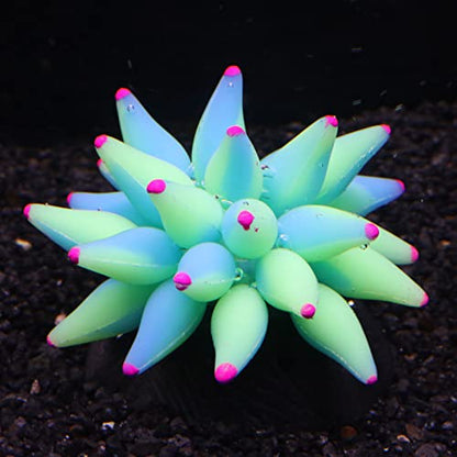 Soft Silica Gel Moves Naturally with Water Flow, Aquarium Decorations Glow in The Dark, Glowing Coral Ornaments for Fish Tank Decorations (Green, Winter Beauty)