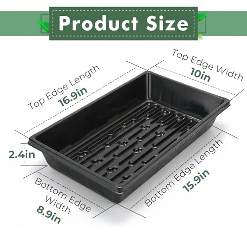 Upgraded 20 Pack Plant Growing Trays Seed Starting Tray Microgreens Growing Trays Seedling Plant Germination Starter Tray Transplant Fodder Flats, No Holes, No Leakage, Reusable (1017) - size: 1017