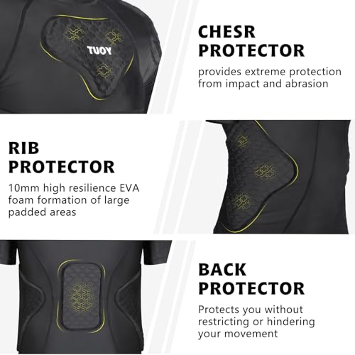 Mens Football Rib Protector with Pads Adult Protective Undershirt Heart Guard for Softball Rugby Lacrosse - size: Small