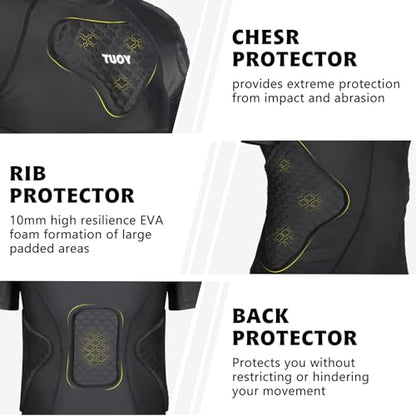 Mens Football Rib Protector with Pads Adult Protective Undershirt Heart Guard for Softball Rugby Lacrosse - size: Small