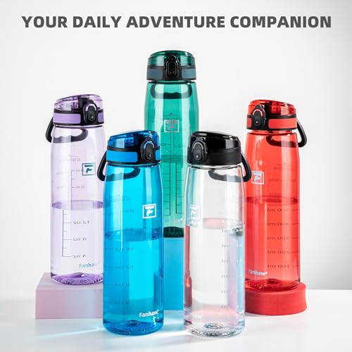 Fanhaw 32 oz Clear Plastic Water Bottle, Chug Lid, Amethyst - color: Amethyst
