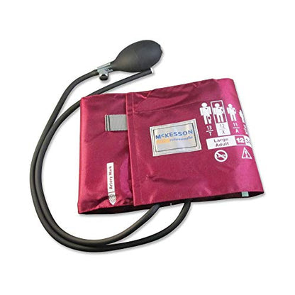 McKesson LUMEON Replacement Blood Pressure Cuff with Bulb and Valve, Nylon Cuff, 2-Tube Bladder, Burgundy, Adult Large, Gauge Not Included, 15 Count - size: 15 Count