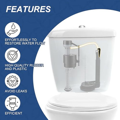 3 Pack Toilet Refill Tube and Clip Replacement, Toilet Repair Kit Inside Tank Compatible with 100, 200, 200A, 400A and Most Other Valves, 9.65” Length, Rubber and Plastic(White) - color: White