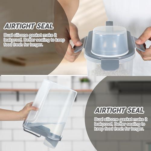 Rice Storage Container 10 Lbs, Airtight Food Dispenser with Large Spout and Cup for Pet Dog Cat Food Storage 7 Lbs - color: Grey-10L