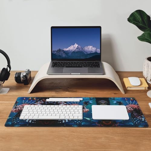 Large Gaming Mouse Pad Fish in Fish Tank Desk Mat Protector for Desktop Mousepad Waterproof Writing Pads with Anti-Slip Rubber Base Keyboard Pad for Gamer Office Home 31.5" x 12"