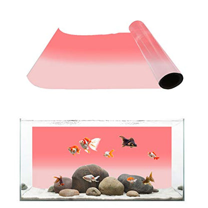 T&H Home Aquarium Décor Backgrounds - Gradient Pink and Light Pink Fish Tank Background Aquarium Sticker Wallpaper Decoration Picture PVC Adhesive Poster, 24.4" W x 12.4" H