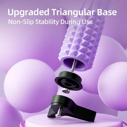 RUNWE Foam Roller with Stand - Bracket Foam Roller for Back Pain, 21 inch Trigger Point Deep Tissue Massage Roller, Medium Density Grid Bracket Foam Rollers, Leg Roller for Muscles Deep Tissue - color: Purple