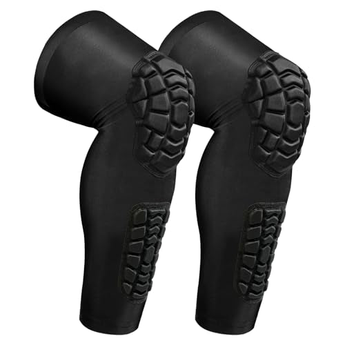 Wrestling Knee Pads Compression Leg Sleeve with Knee Pad and Calf Pad, 1 Pair Knee Sleeve with Shin Guards Shin Pads for Football, Baseball, Rugby, Lacrosse (2, Upgrade Black, Large) - color: Upgrade Black, size: Large